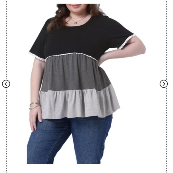 BloomChic Plus Size Colorblock Contrast Ruffle Tiered T-shirt 2XL us 18 - Picture 4 of 5